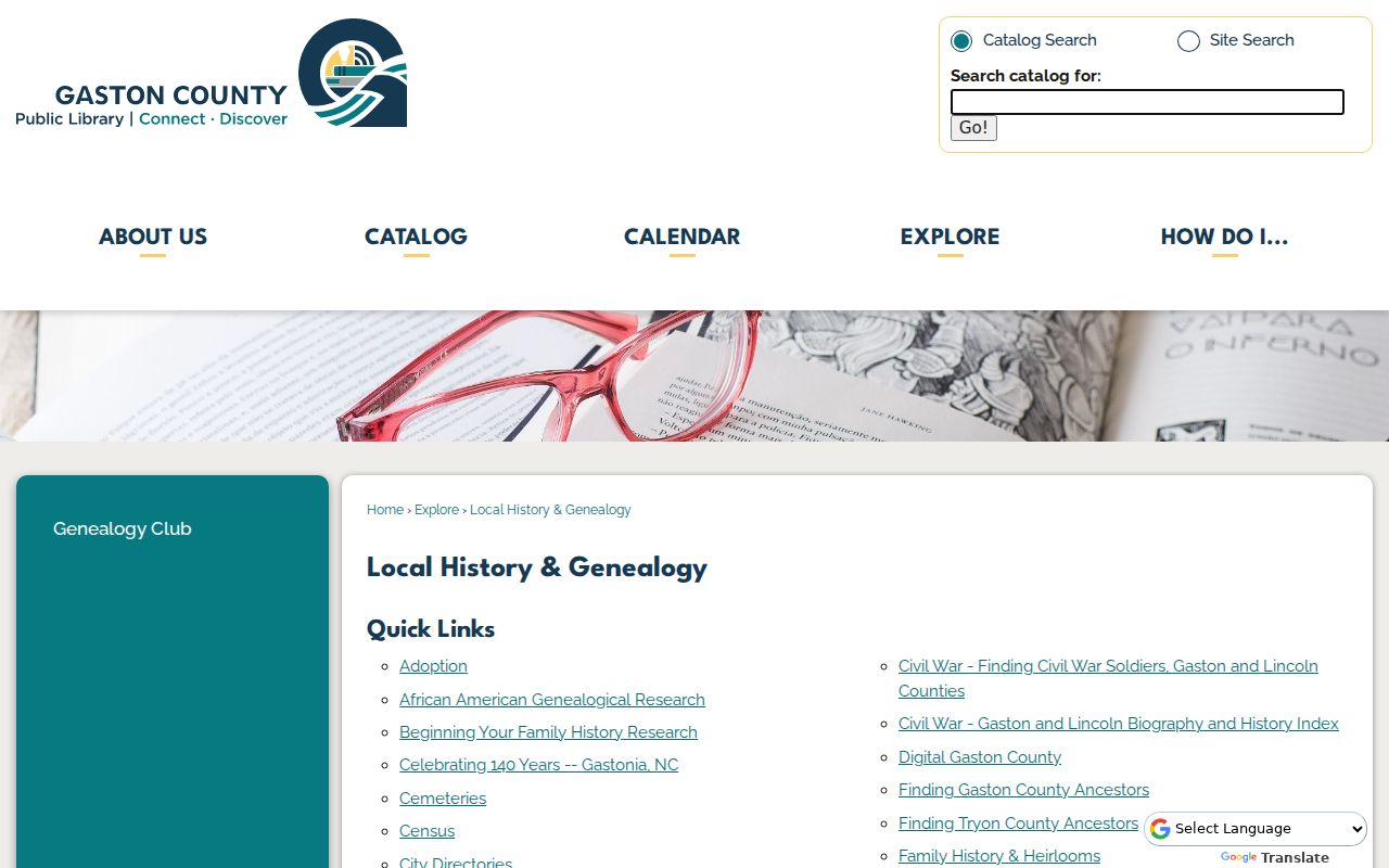 Gaston County people search through library genealogy resources
