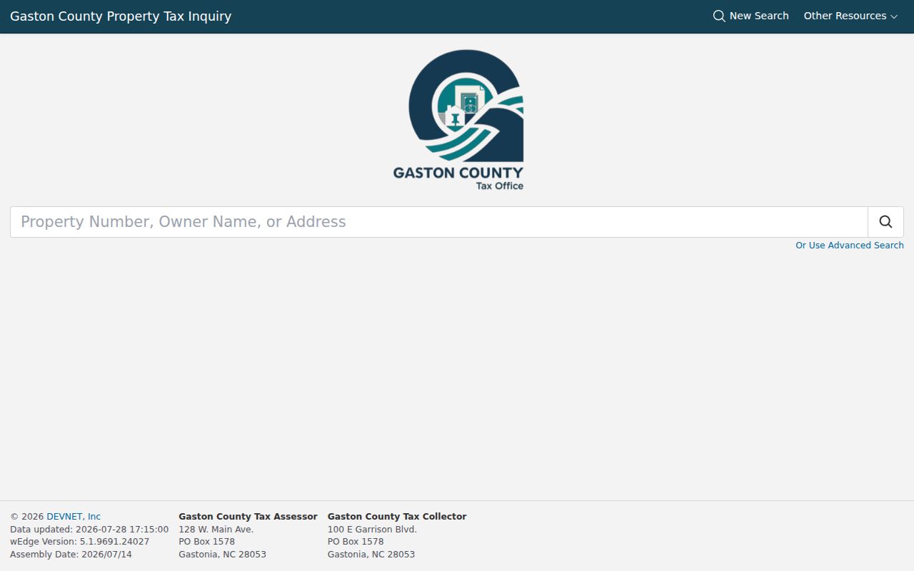 Gaston County people search using the property tax inquiry