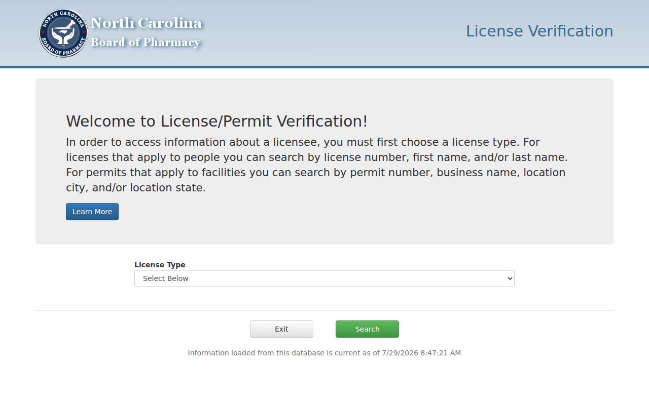 Gaston County people directories pharmacy license verification